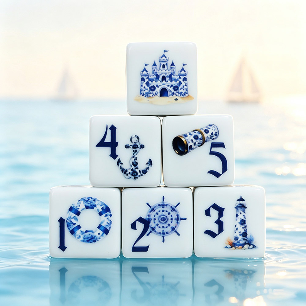 Board Game Arena - 12 dados acrílicos náuticos azules de