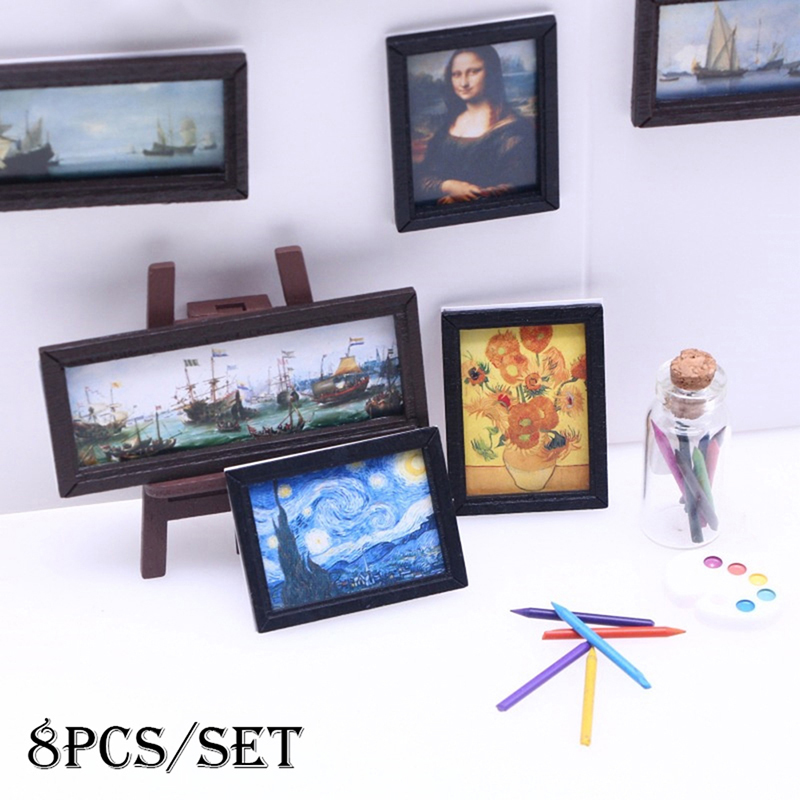 8 unids/set 1:12 casa de muñec - Miniature Painting Set reseña y precio