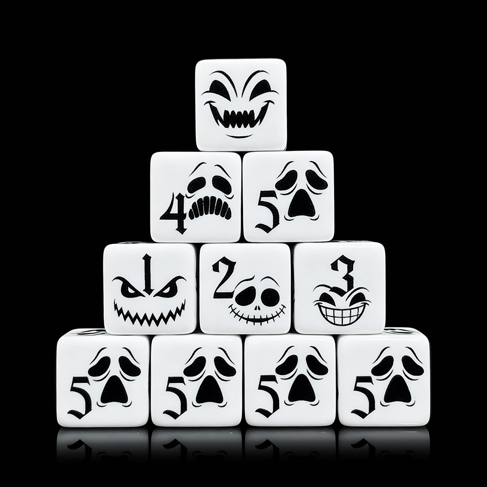12 dados D6 con diseño de cara - Board Game Horror reseña y precio